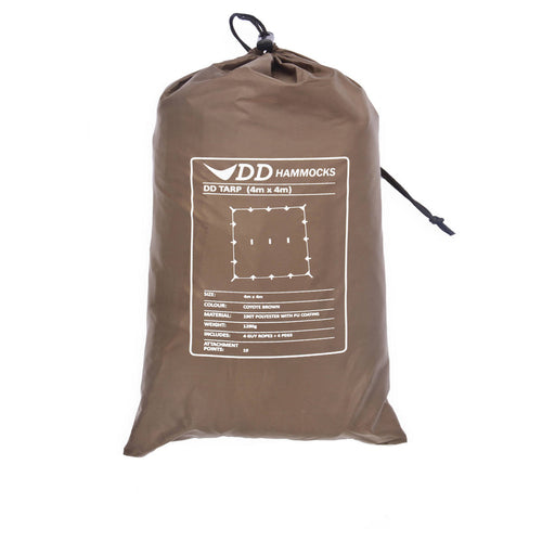 Camping Tarp DD Hammocks 4x4 Tarp - Coyote Brown Tarp Shelter