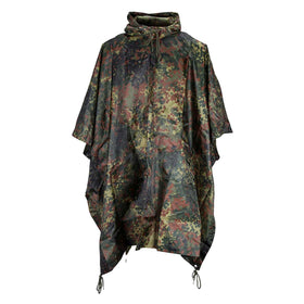 Poncho Imperméable Armée Allemand MIL-TEC - Tissu Ripstop - Camouflage Flecktarn - Taille Unique Avec Capuche - Neuf Avec étiquettes