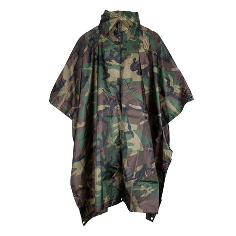 MFH Waterproof Ripstop Poncho Woodland Camo Back
