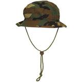 mfh special forces ripstop bush hat woodland camo chinstrap