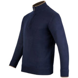all weather sweater jack pyke ashcombe zipknit pullover navy blue jumper lambswool