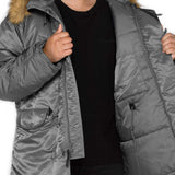 alpha industries n3b parka gun metal grey inner lining