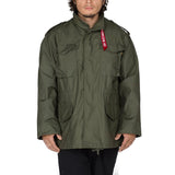 alpha industries olive green m65 field jacket zipped up