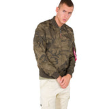 zipped up olive camo alpha ma-1 tt flight jacket