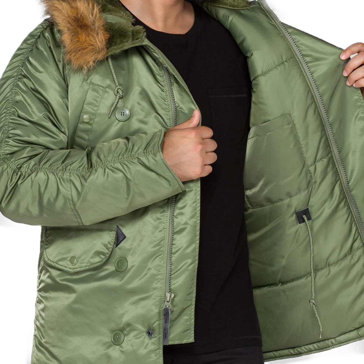 Alpha Industries N3B Faux Fur Hooded Parka Sage Green | Military Kit