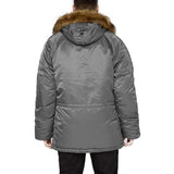 rear view of grey alpha n3b parka