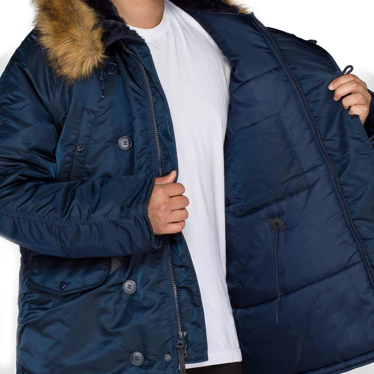 lining of n3b parka rep blue