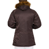 rear view of deep brown alpha n3b vf59 parka