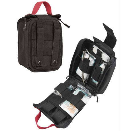 first aid kit black open