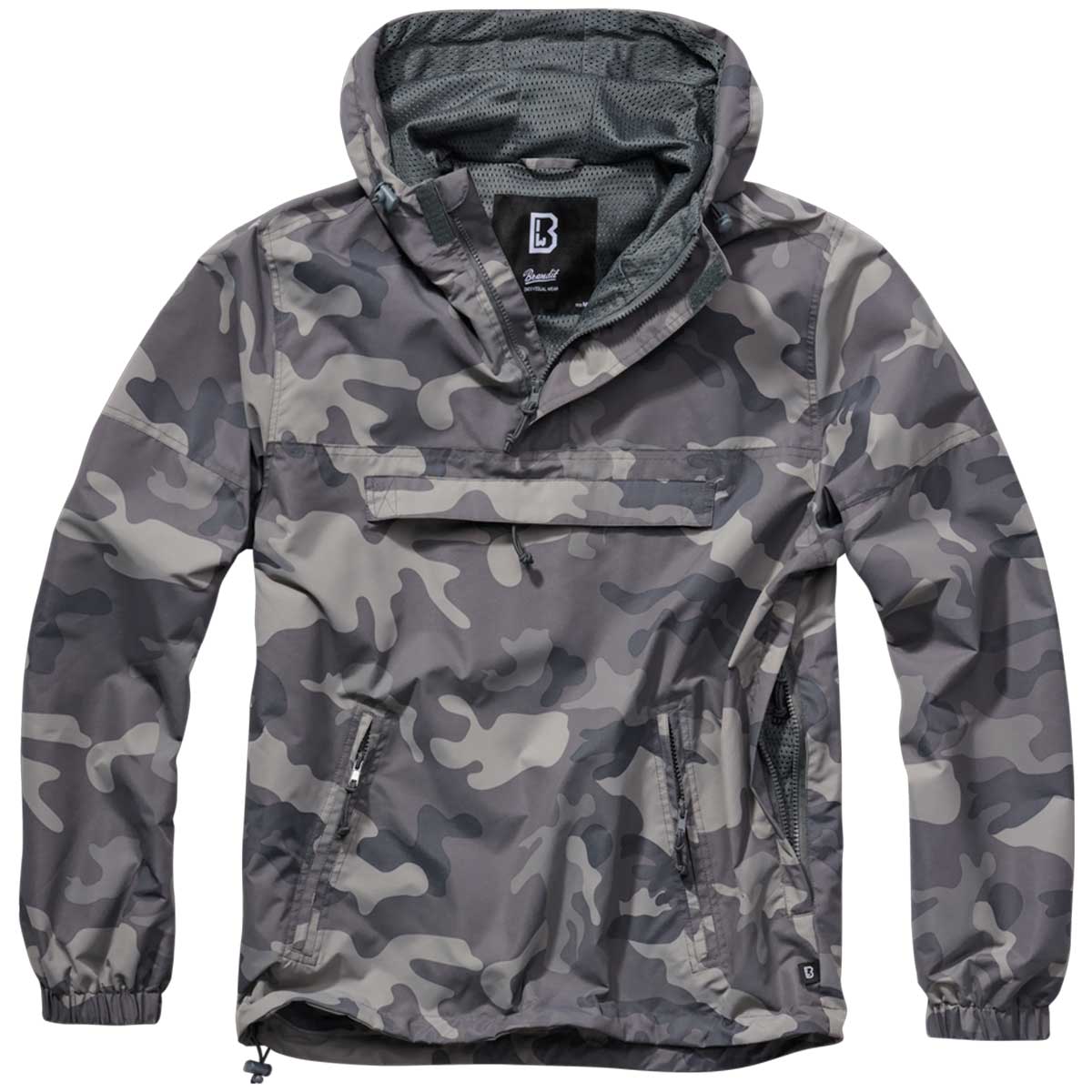 brandit summer windbreaker jacket grey camo laid flat