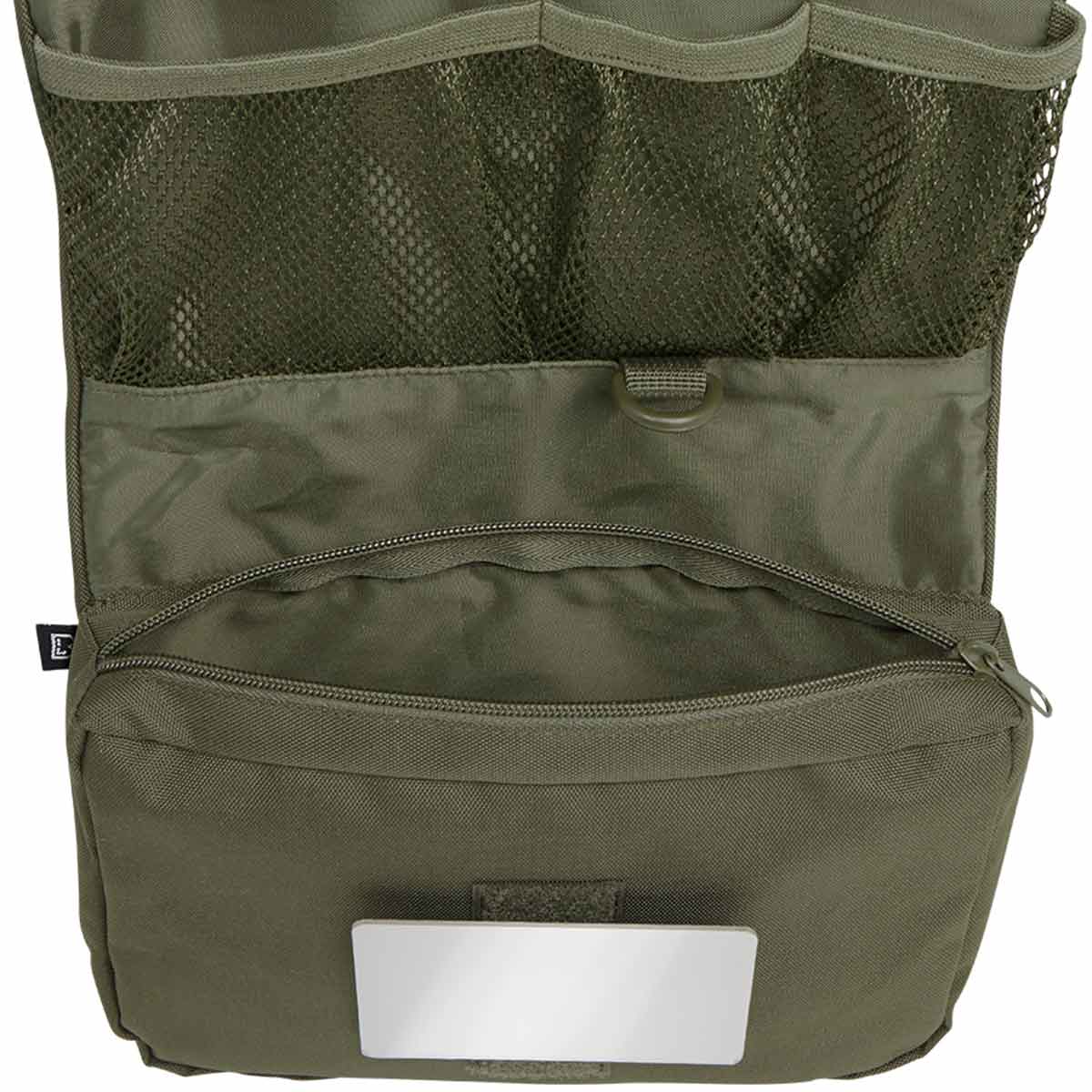 brandit toiletry bag large olive green main pouch with mirror