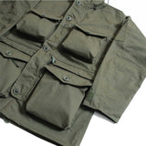 combat smock olive green full zip military hood wire