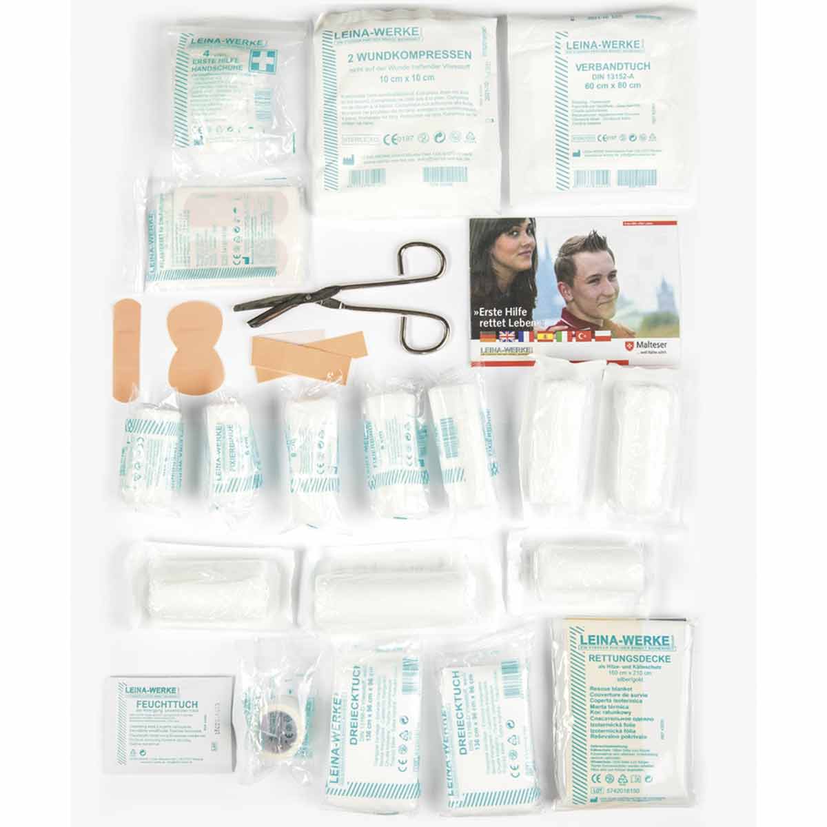 contents of large dark olive mil tec first aid kit