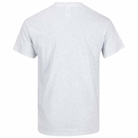 rear of ash grey tshirt 