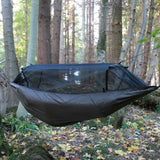 dd frontline hammock coyote brown hung outdoors