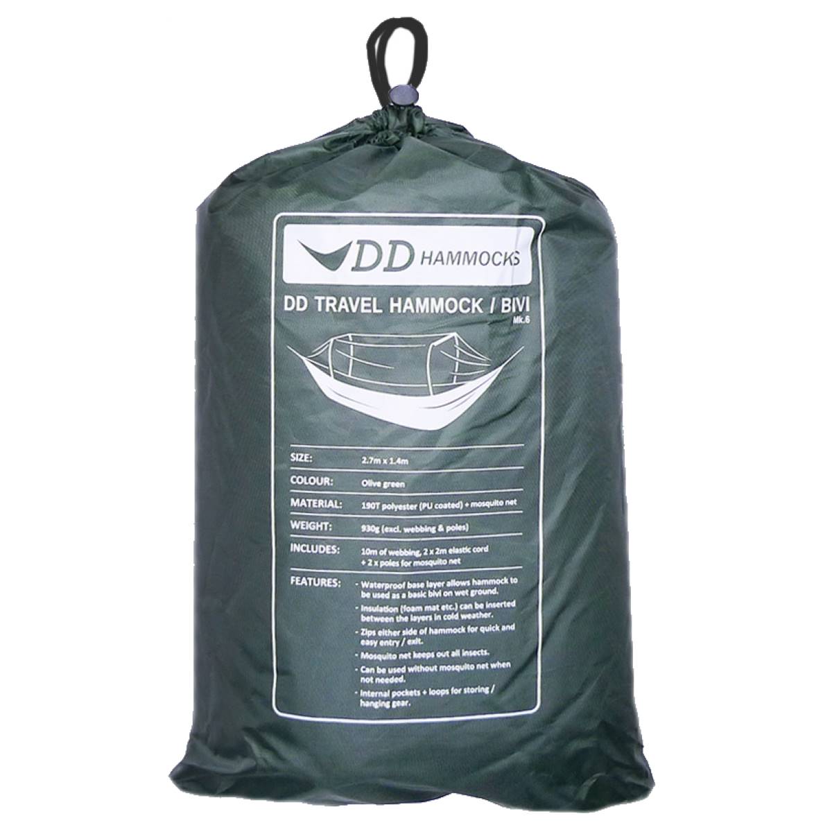 DD Travel Hammock / Bivi with Mosquito Net - Military Kit