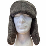    front view of czech army ushanka winter hat olive green