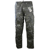 front view of kombat tactical acu trousers black camo