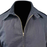 full zip with button closure of blue general purpose jacket