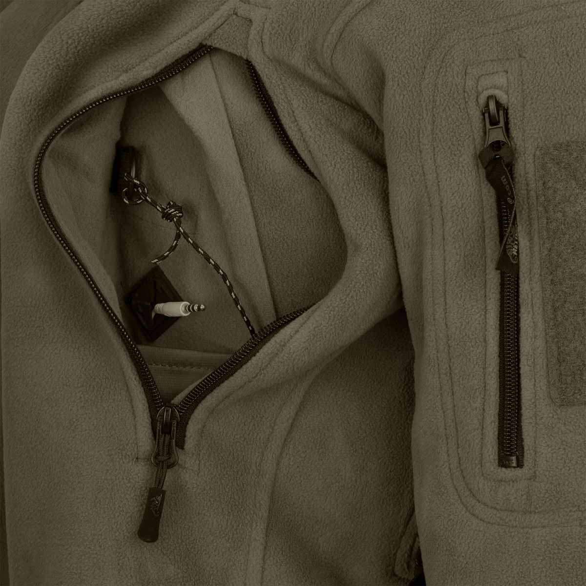 helikon patriot fleece olive green zipped chest pocket