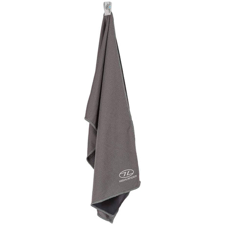 highlander cool tech towel charcoal hanging