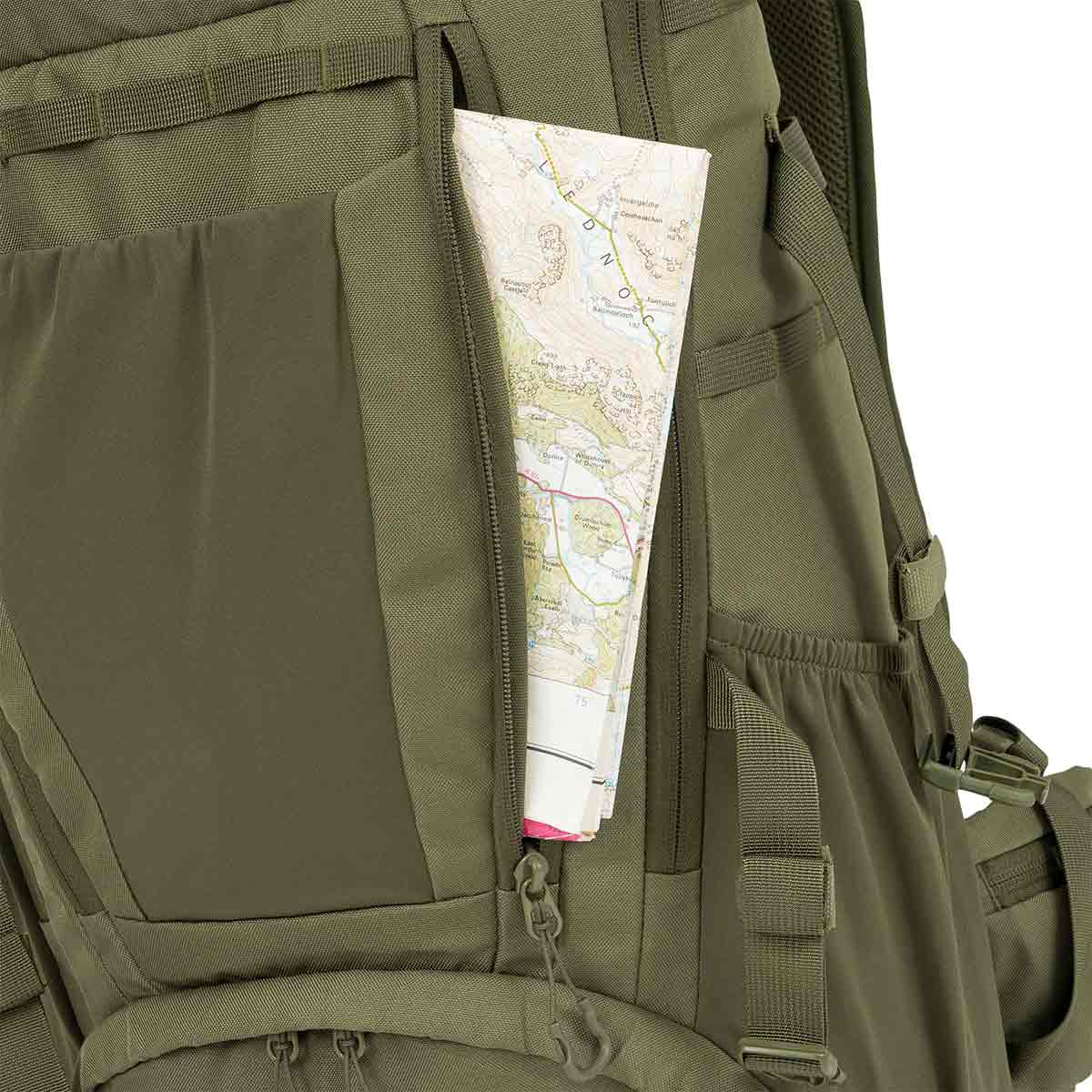 highlander eagle 3 backpack 40l ranger green side stuff pocket