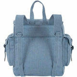 rear of canvas webbing backpack raf blue