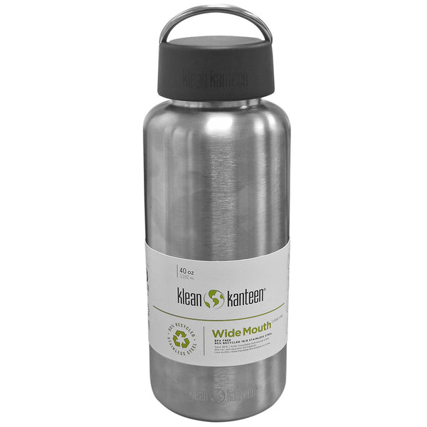 Klean Kanteen Wide Mouth Water Bottle Stainless Steel 1182ml