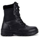 side view of kombat black half leather boots