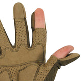 shooting fingers on coyote mfh action gloves
