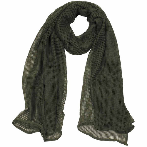 Highlander Scrim Net Scarf – Lightweight Cotton Face Veil For Hiking, Tan Camo Olive