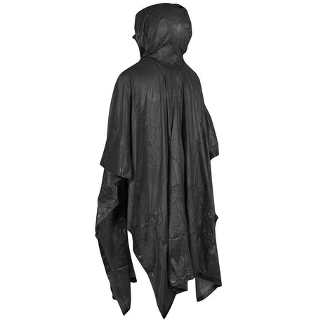 rear angle view of black poncho