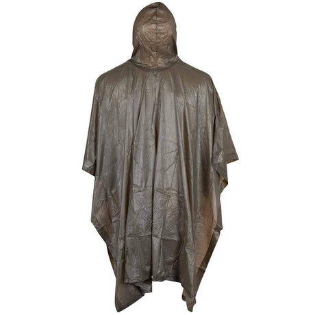 rear of olive vinyl poncho