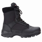 Mil-Tec Black Side Zip Boots Outside View
