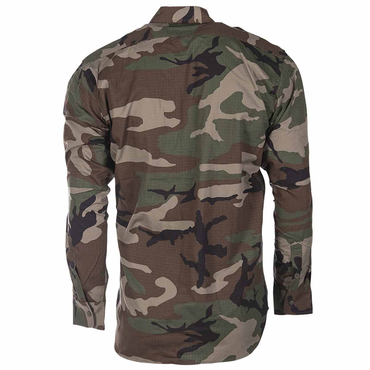 Mil-Tec Ripstop Field Shirt Woodland Camo - Free UK Delivery