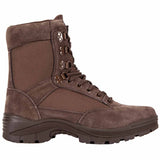 side view of mil-tec tactical side zip boots brown