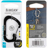 niteize slidelock carabiner stainless steel black no3 25lb 11kg