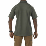rear of 5.11 tactical tdu green polo shirt