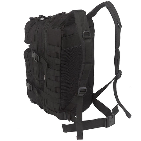 rear angle of kombat 28l black molle assault pack