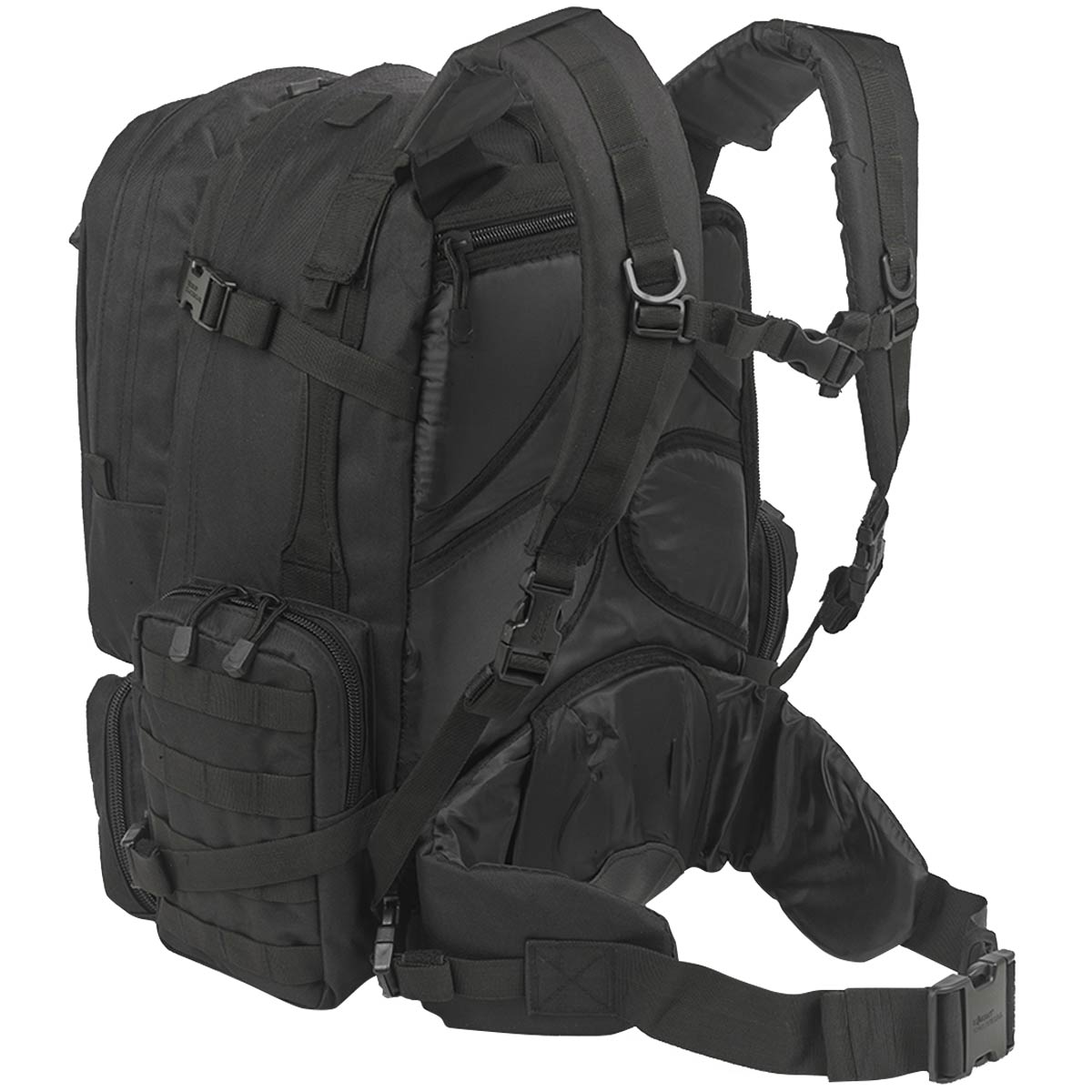side angle of black kombat 60l viking patrol pack