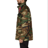 side view of m65 woodland camo jacket alpha industries