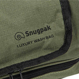 snugpak logo on olive wash bag