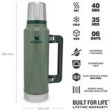 specifications stanley classic vacuum flask hammertone green 1.4l