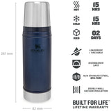 specifications stanley classic vacuum bottle flask nightfall blue 470ml