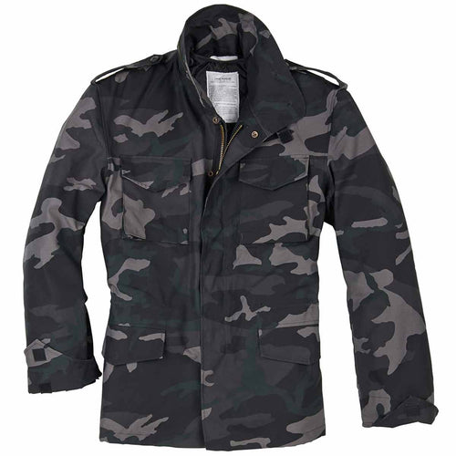 surplus m65 field jacket black camo unzipped