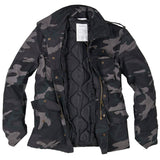 surplus m65 field jacket black camo unzipped