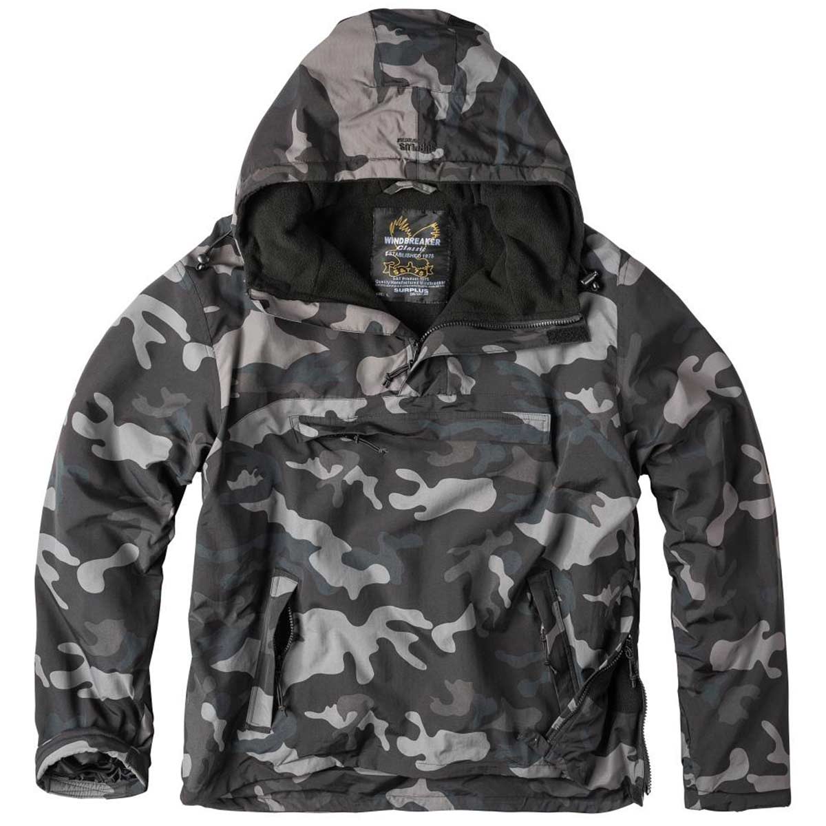 Surplus Windbreaker Jacket Black Camo Free UK Delivery Military Kit