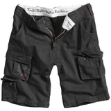 front view of surplus raw vintage black trooper shorts