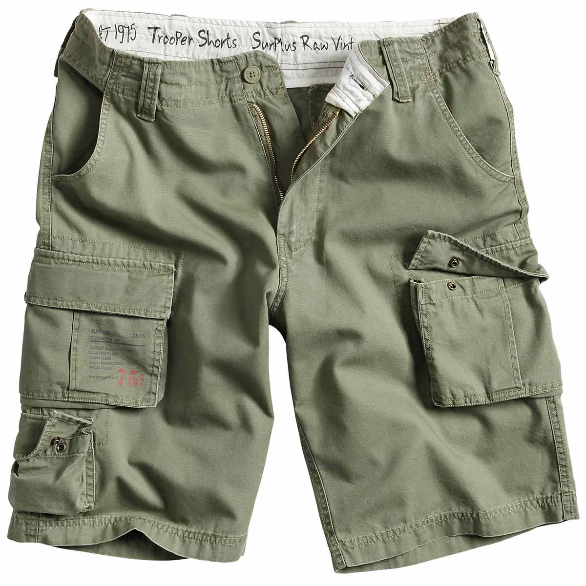 surplus raw vintage olive green trooper shorts