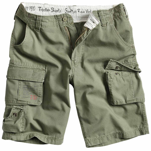 Mens Olive Green Surplus Trooper Cargo Shorts Free UK Delivery